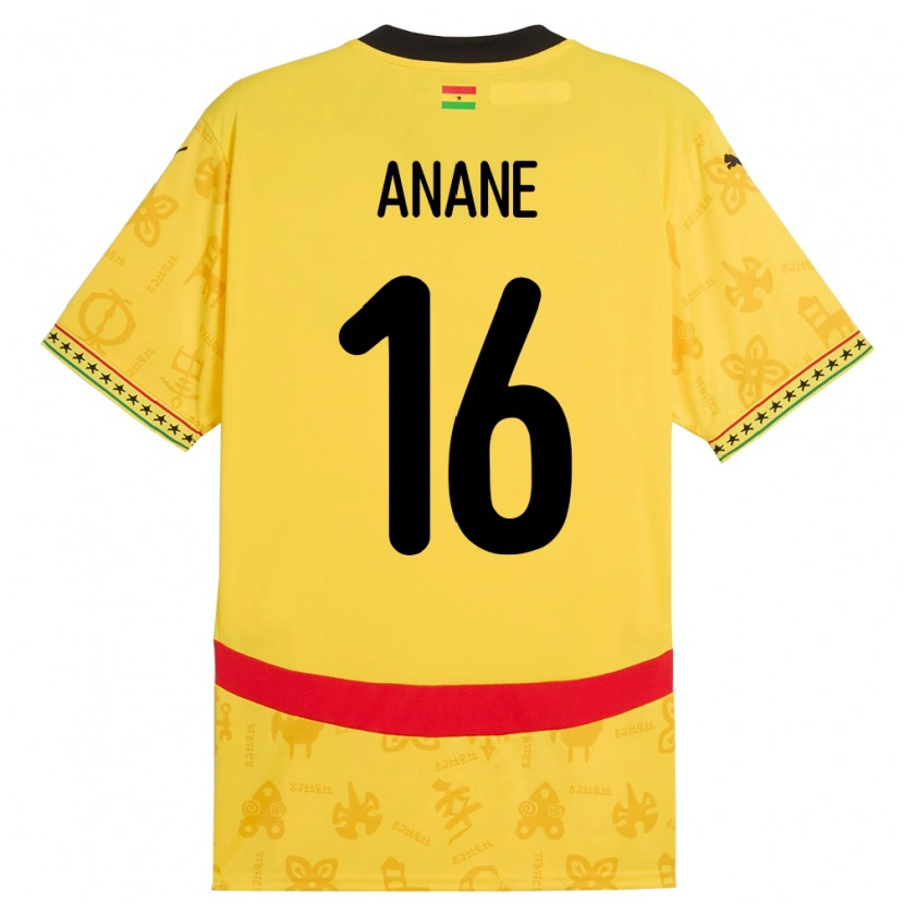 Danxen Män Ghana Vincent Anane #16 Gul Bortatröja Matchtröjor 24-26 Tröjor T-Tröja