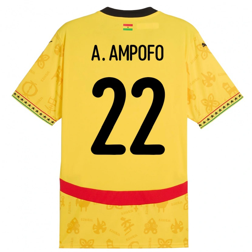 Danxen Män Ghana Eugene Amankwah Ampofo #22 Gul Bortatröja Matchtröjor 24-26 Tröjor T-Tröja