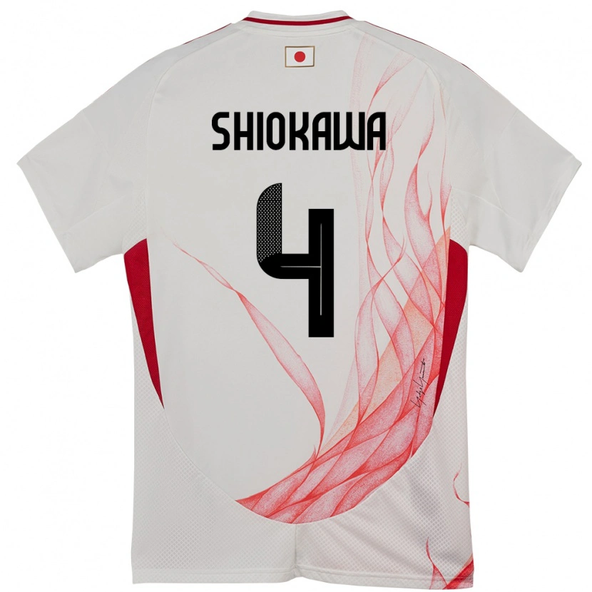 Danxen Män Japan Harumichi Shiokawa #4 Vit Bortatröja Matchtröjor 24-26 Tröjor T-Tröja