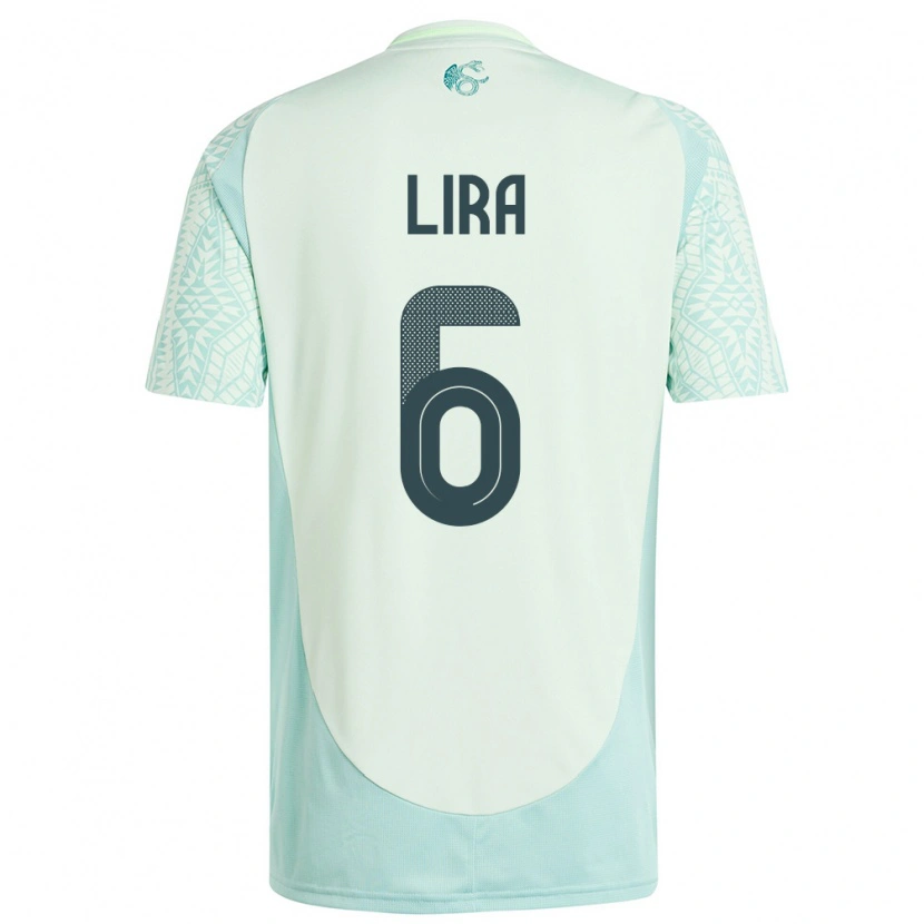 Danxen Män Mexiko Érik Lira #6 Linne Grön Bortatröja Matchtröjor 24-26 Tröjor T-Tröja