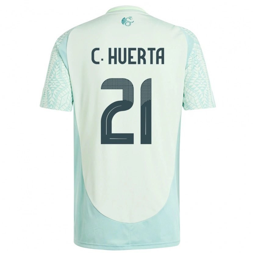 Danxen Män Mexiko César Huerta #21 Linne Grön Bortatröja Matchtröjor 24-26 Tröjor T-Tröja