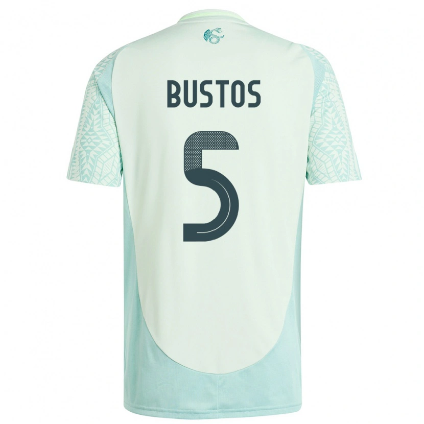Danxen Män Mexiko César Bustos #5 Linne Grön Bortatröja Matchtröjor 24-26 Tröjor T-Tröja