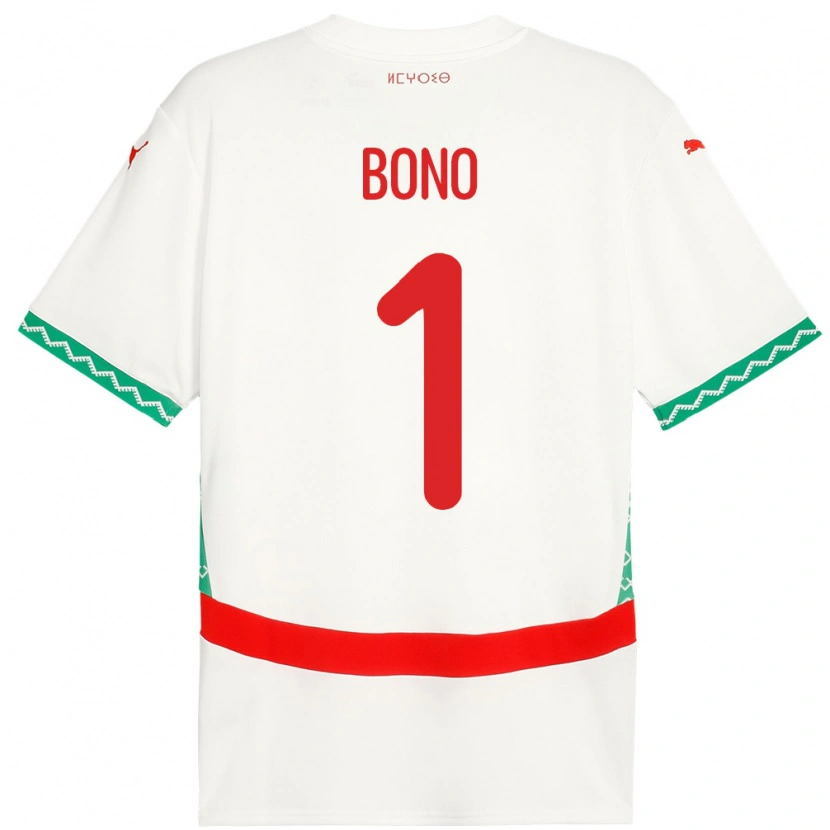 Danxen Män Marocko Bono #1 Vit Bortatröja Matchtröjor 24-26 Tröjor T-Tröja