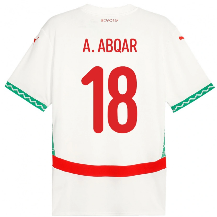 Danxen Män Marocko Abdel Abqar #18 Vit Bortatröja Matchtröjor 24-26 Tröjor T-Tröja