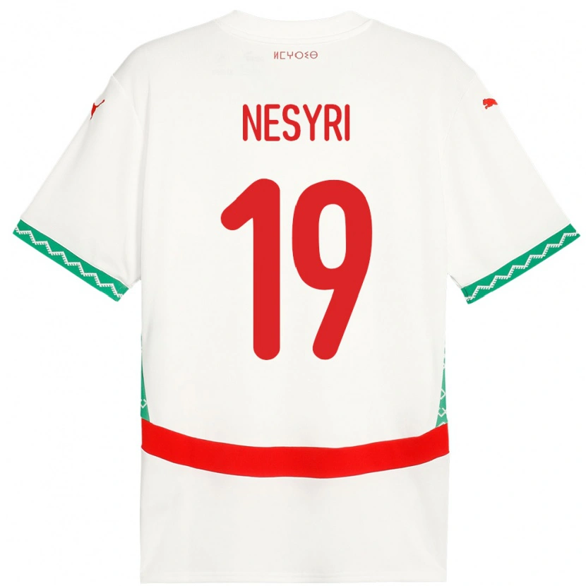 Danxen Män Marocko Youssef En-Nesyri #19 Vit Bortatröja Matchtröjor 24-26 Tröjor T-Tröja