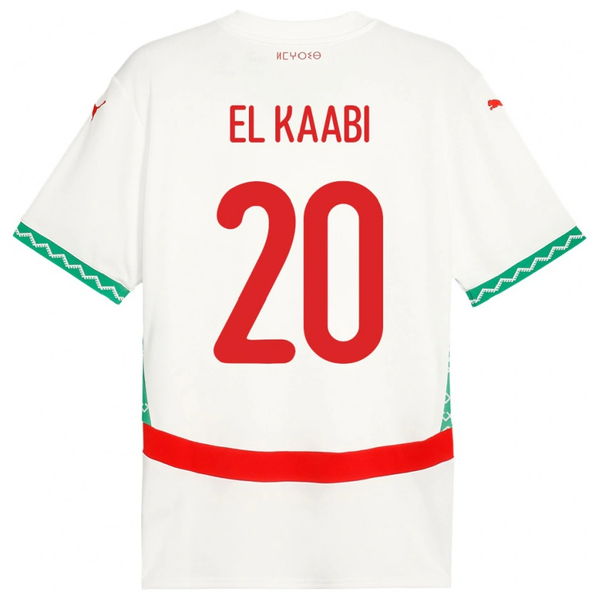 Danxen Män Marocko Ayoub El Kaabi #20 Vit Bortatröja Matchtröjor 24-26 Tröjor T-Tröja
