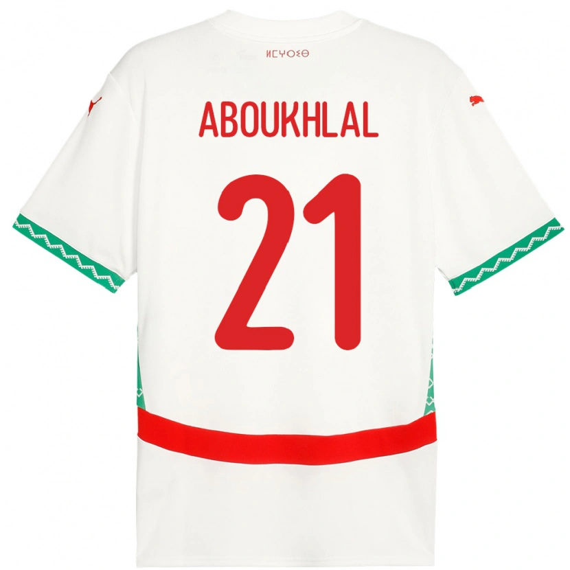 Danxen Män Marocko Zakaria Aboukhlal #21 Vit Bortatröja Matchtröjor 24-26 Tröjor T-Tröja