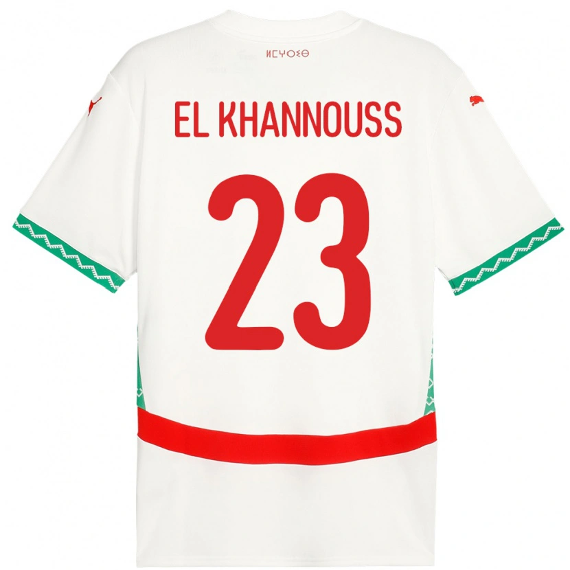 Danxen Män Marocko Bilal El Khannouss #23 Vit Bortatröja Matchtröjor 24-26 Tröjor T-Tröja