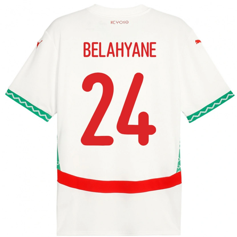 Danxen Män Marocko Reda Belahyane #24 Vit Bortatröja Matchtröjor 24-26 Tröjor T-Tröja