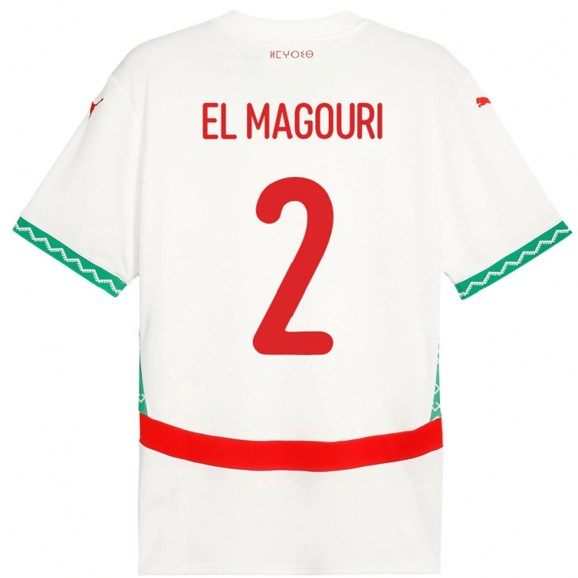 Danxen Män Marocko Anas El Magouri #2 Vit Bortatröja Matchtröjor 24-26 Tröjor T-Tröja