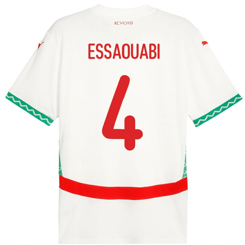 Danxen Män Marocko Hatim Essaouabi #4 Vit Bortatröja Matchtröjor 24-26 Tröjor T-Tröja