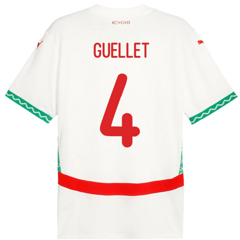 Danxen Män Marocko Shadi Guellet #4 Vit Bortatröja Matchtröjor 24-26 Tröjor T-Tröja