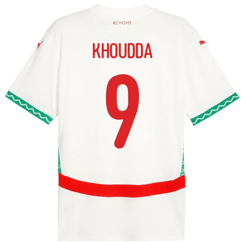 Danxen Män Marocko Youssef Khoudda #9 Vit Bortatröja Matchtröjor 24-26 Tröjor T-Tröja