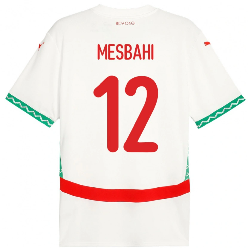 Danxen Män Marocko Hakim Mesbahi #12 Vit Bortatröja Matchtröjor 24-26 Tröjor T-Tröja