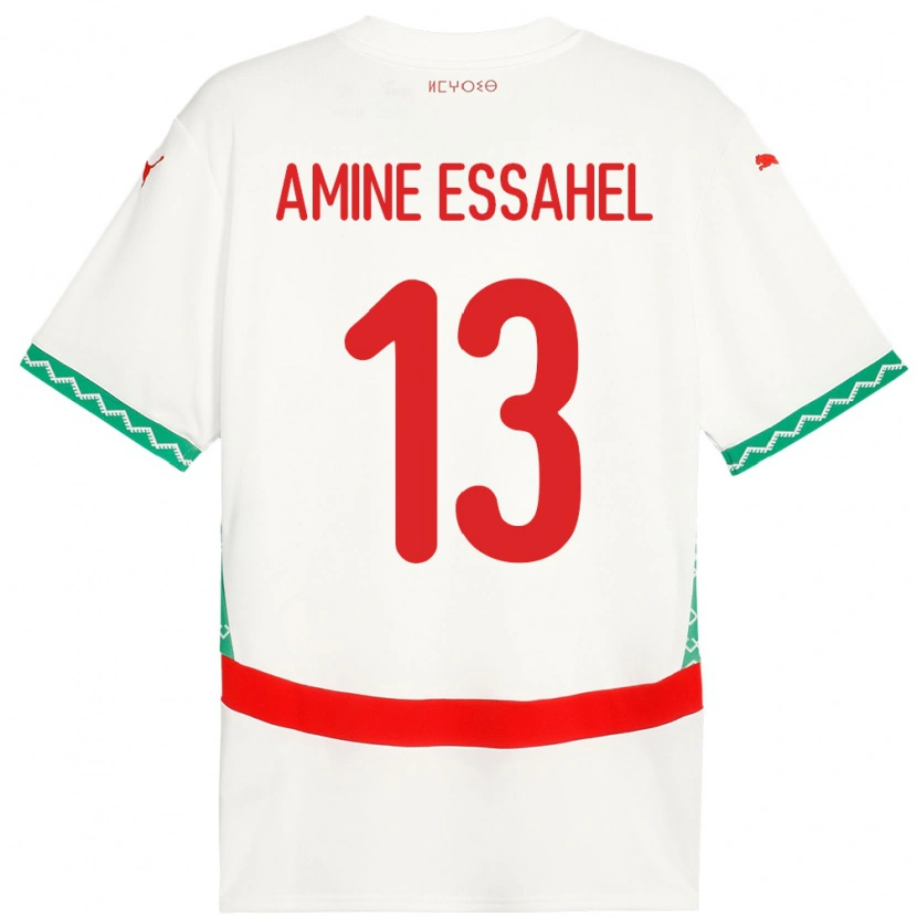 Danxen Män Marocko Mohamed Amine Essahel #13 Vit Bortatröja Matchtröjor 24-26 Tröjor T-Tröja