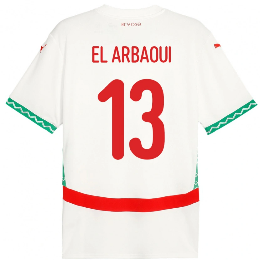 Danxen Män Marocko Ilyas El Arbaoui #13 Vit Bortatröja Matchtröjor 24-26 Tröjor T-Tröja