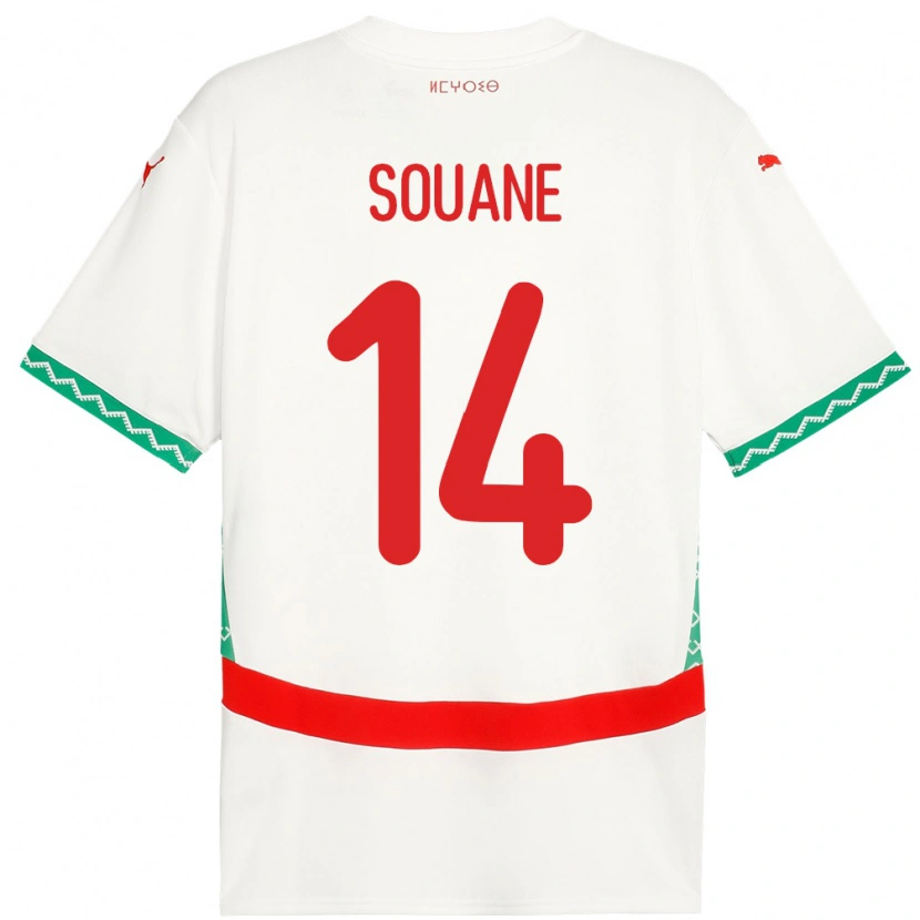 Danxen Män Marocko Amine Souane #14 Vit Bortatröja Matchtröjor 24-26 Tröjor T-Tröja