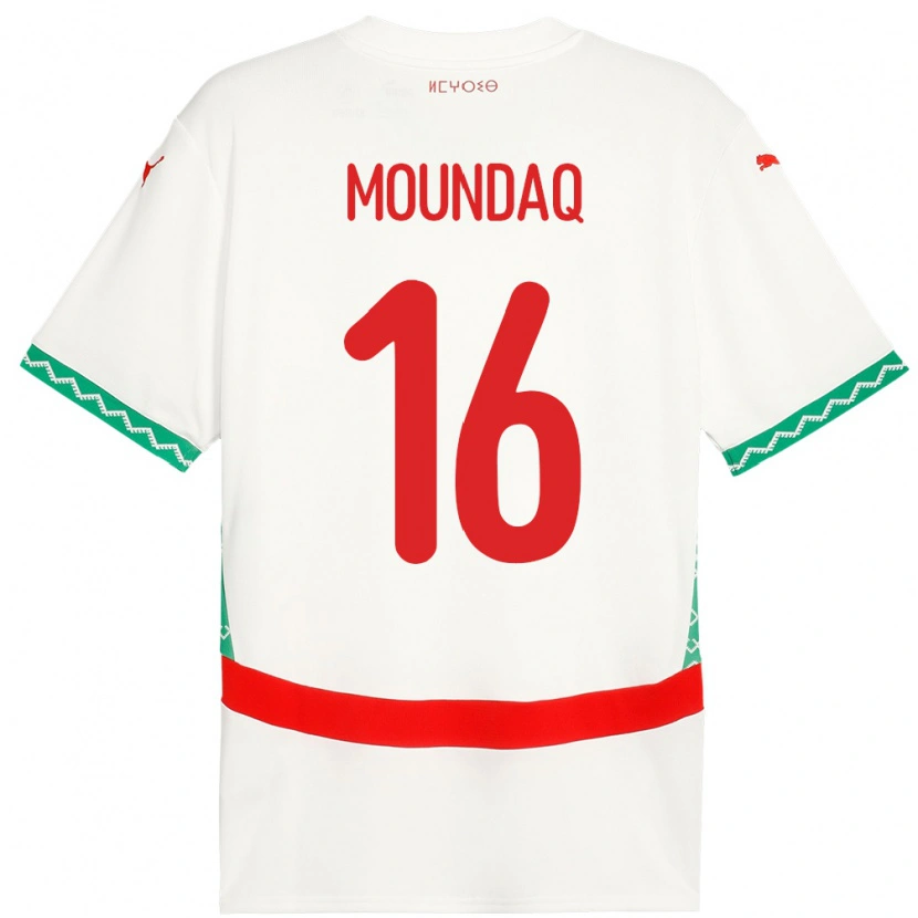 Danxen Män Marocko Taha Moundaq #16 Vit Bortatröja Matchtröjor 24-26 Tröjor T-Tröja