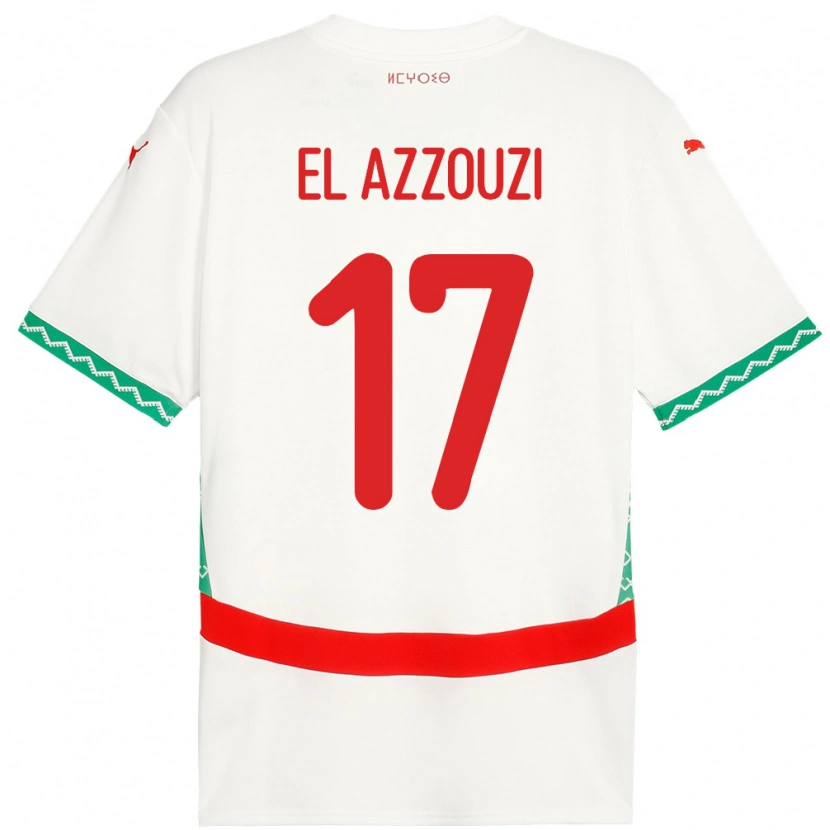 Danxen Män Marocko Oussama El Azzouzi #17 Vit Bortatröja Matchtröjor 24-26 Tröjor T-Tröja