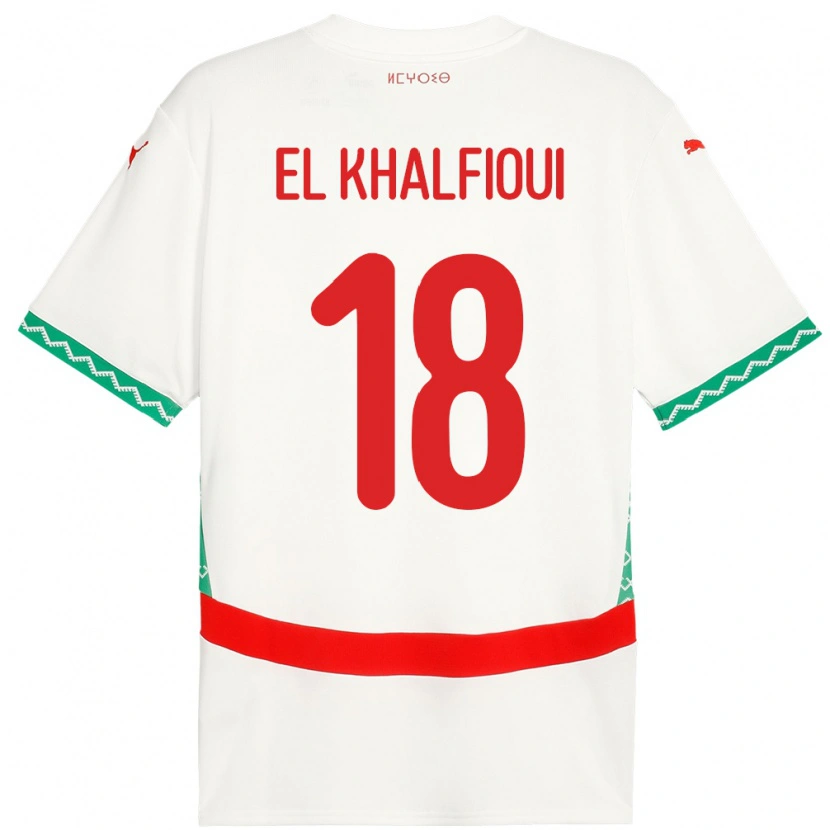 Danxen Män Marocko Zakari El Khalfioui #18 Vit Bortatröja Matchtröjor 24-26 Tröjor T-Tröja