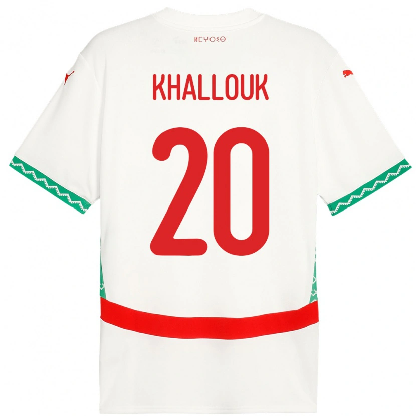 Danxen Män Marocko Bachir Khallouk #20 Vit Bortatröja Matchtröjor 24-26 Tröjor T-Tröja