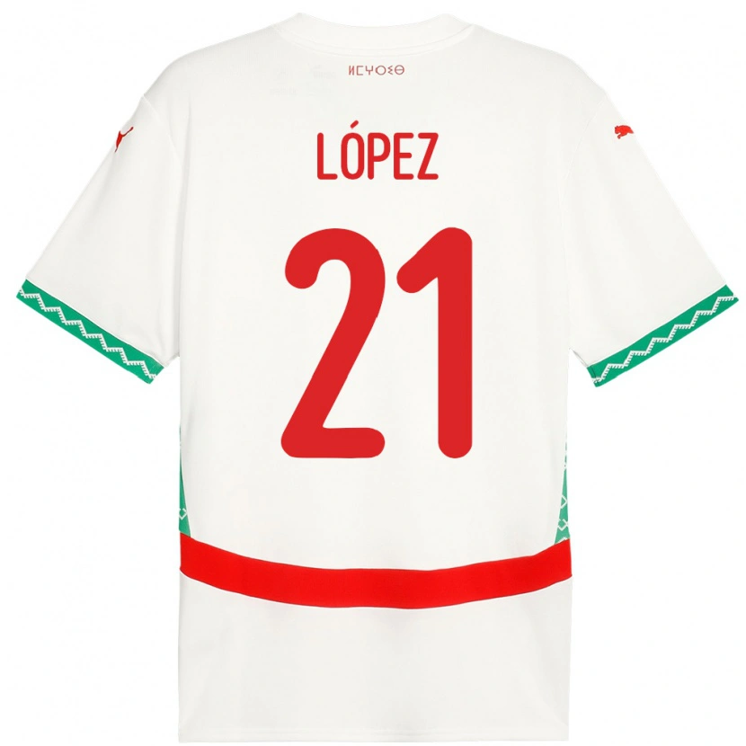 Danxen Män Marocko Mani López #21 Vit Bortatröja Matchtröjor 24-26 Tröjor T-Tröja