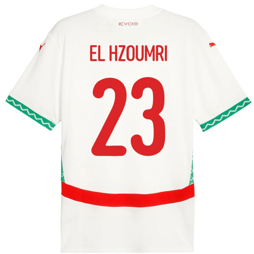 Danxen Män Marocko Yahya El Hzoumri #23 Vit Bortatröja Matchtröjor 24-26 Tröjor T-Tröja