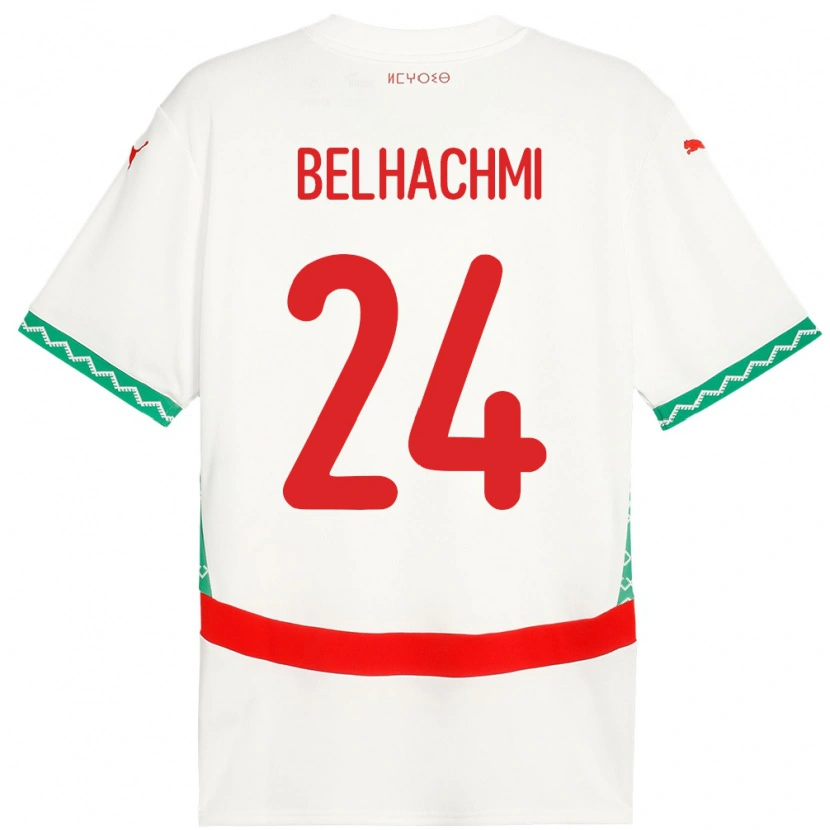 Danxen Män Marocko Yahya Belhachmi #24 Vit Bortatröja Matchtröjor 24-26 Tröjor T-Tröja