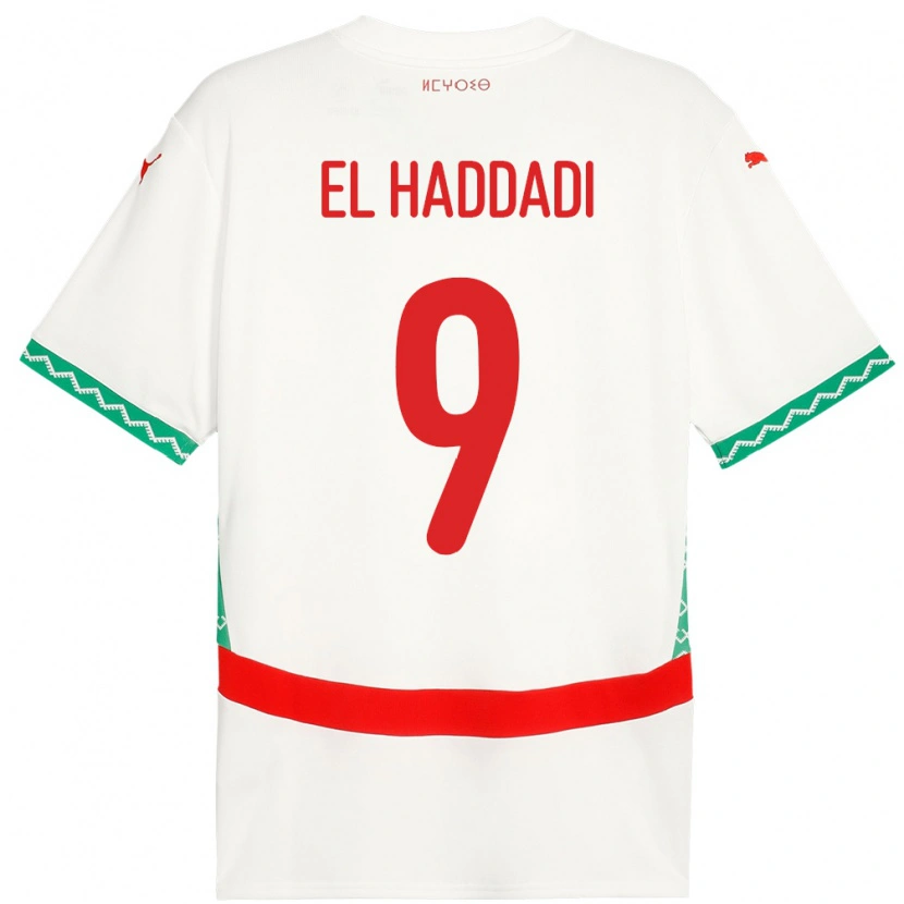 Danxen Män Marocko Munir El Haddadi #9 Vit Bortatröja Matchtröjor 24-26 Tröjor T-Tröja