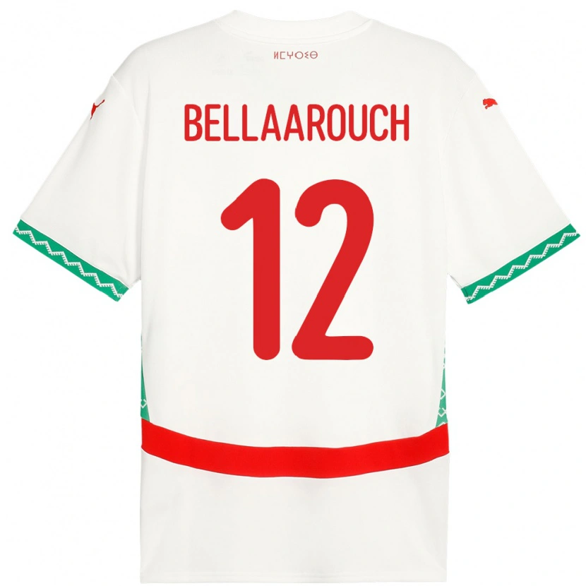 Danxen Män Marocko Alaa Bellaarouch #12 Vit Bortatröja Matchtröjor 24-26 Tröjor T-Tröja