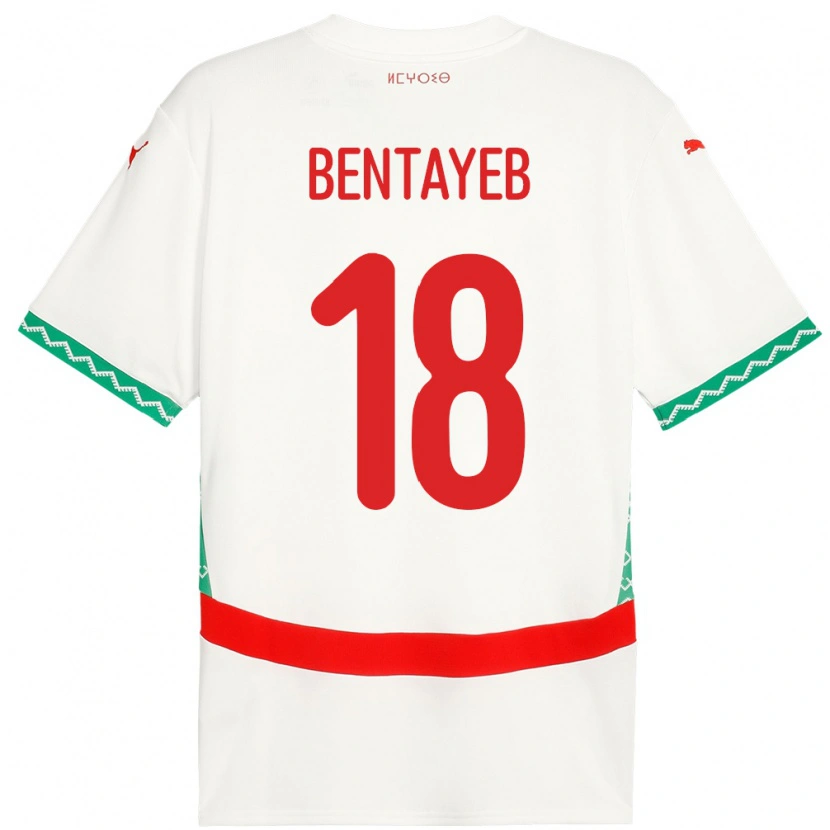 Danxen Män Marocko Tawfik Bentayeb #18 Vit Bortatröja Matchtröjor 24-26 Tröjor T-Tröja