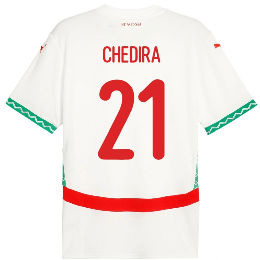 Danxen Män Marocko Walid Chedira #21 Vit Bortatröja Matchtröjor 24-26 Tröjor T-Tröja