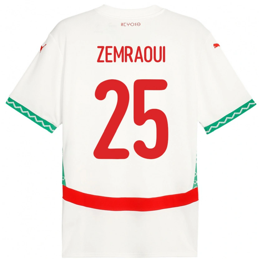 Danxen Män Marocko Oussama Zemraoui #25 Vit Bortatröja Matchtröjor 24-26 Tröjor T-Tröja
