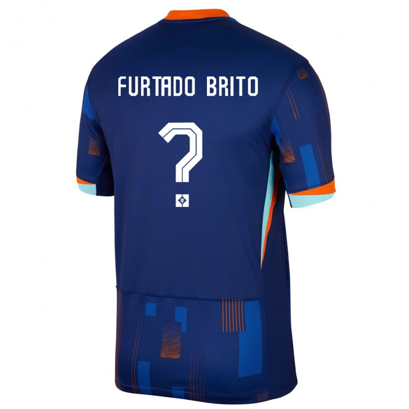 Danxen Män Nederländerna Dinaylo Furtado Brito #0 Blå Bortatröja Matchtröjor 24-26 Tröjor T-Tröja
