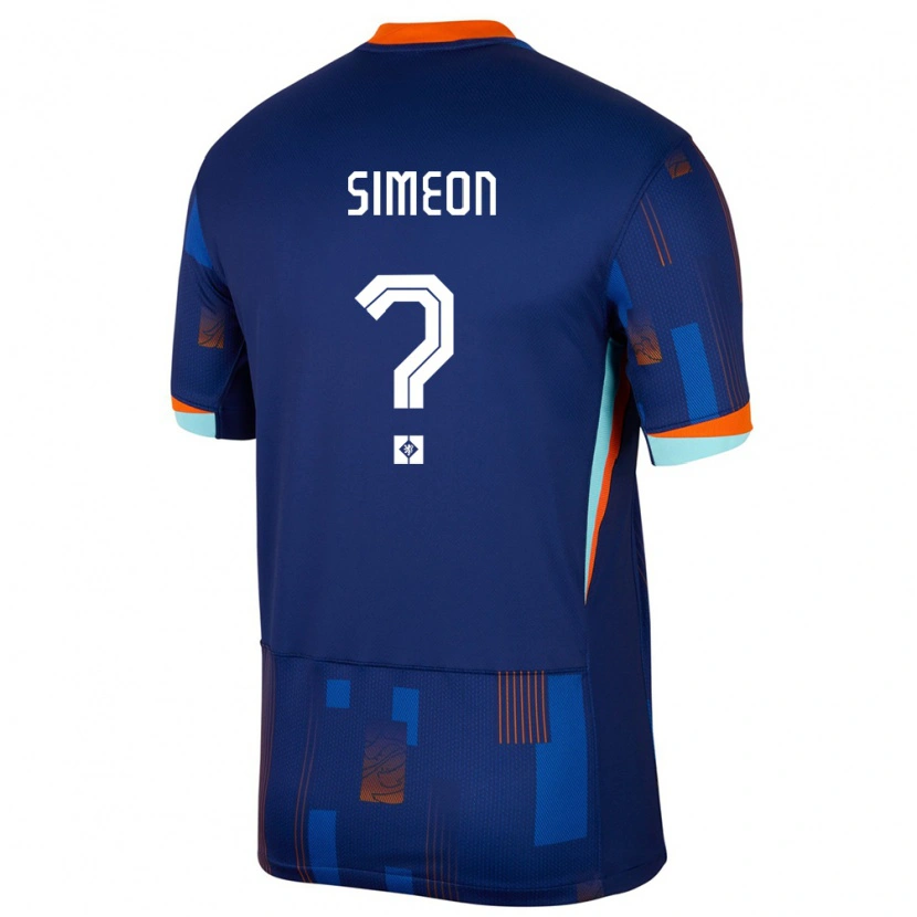 Danxen Män Nederländerna Jeshurun Simeon #0 Blå Bortatröja Matchtröjor 24-26 Tröjor T-Tröja