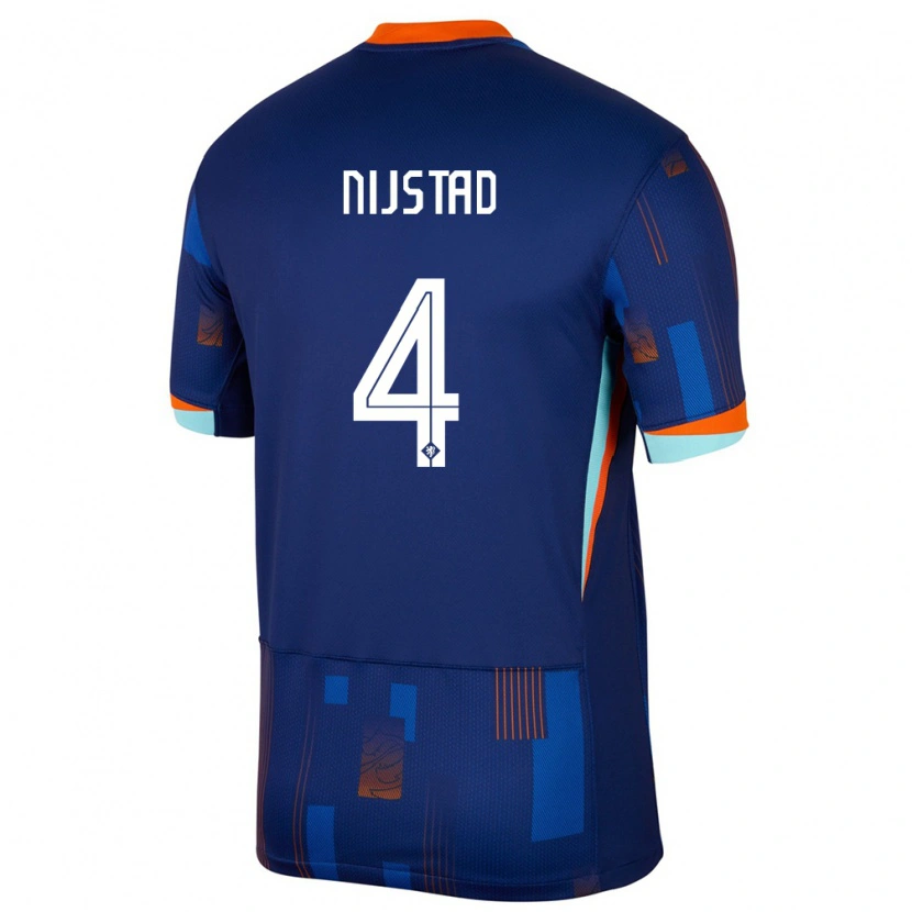 Danxen Män Nederländerna Ruud Nijstad #4 Blå Bortatröja Matchtröjor 24-26 Tröjor T-Tröja