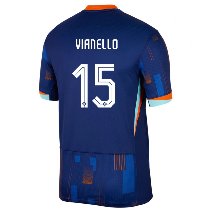Danxen Män Nederländerna Giannino Vianello #15 Blå Bortatröja Matchtröjor 24-26 Tröjor T-Tröja