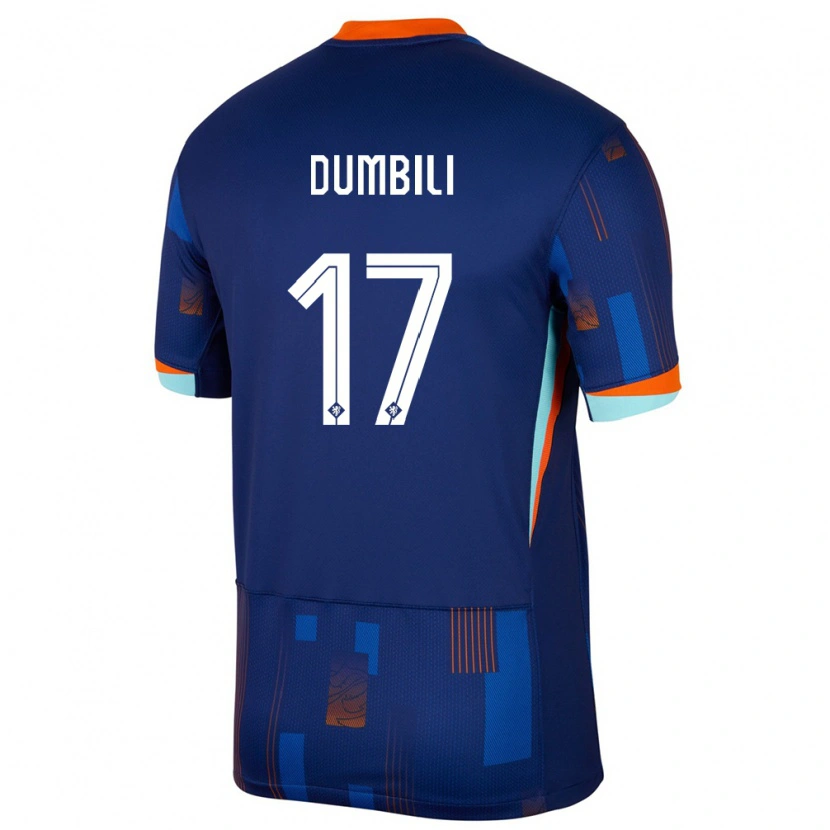 Danxen Män Nederländerna Samuel Dumbili #17 Blå Bortatröja Matchtröjor 24-26 Tröjor T-Tröja
