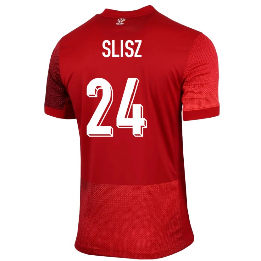 Danxen Män Polen Bartosz Slisz #24 Röd Bortatröja Matchtröjor 24-26 Tröjor T-Tröja