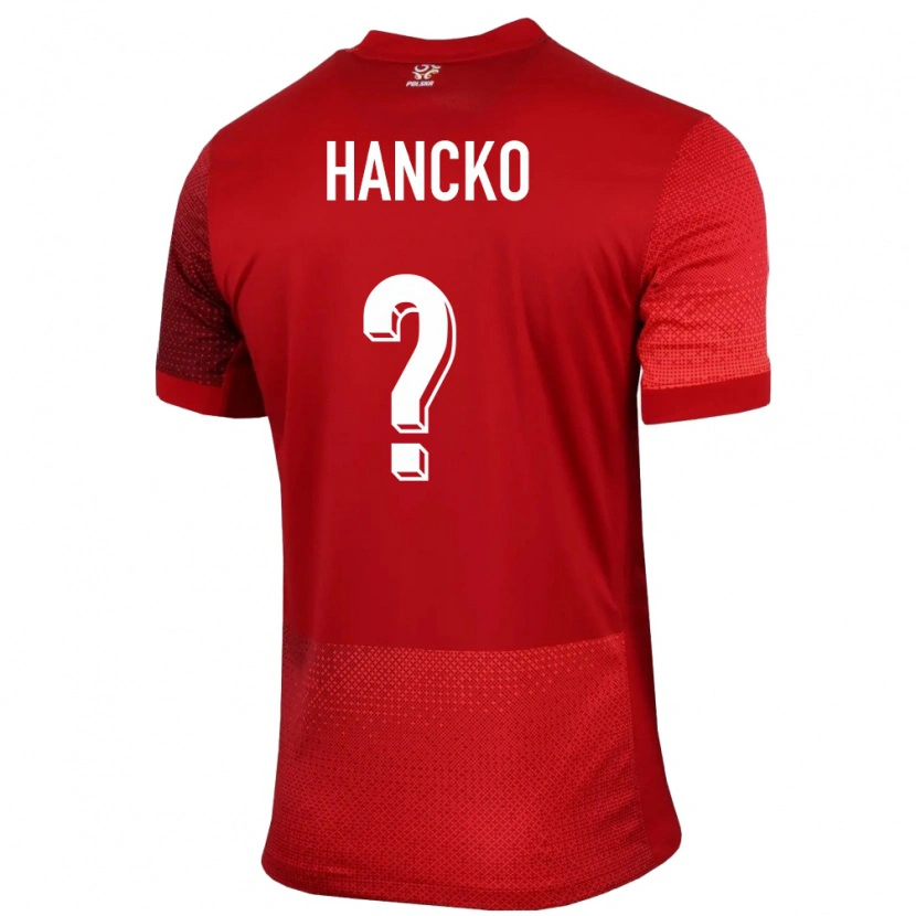 Danxen Män Polen Adam Hancko #0 Röd Bortatröja Matchtröjor 24-26 Tröjor T-Tröja