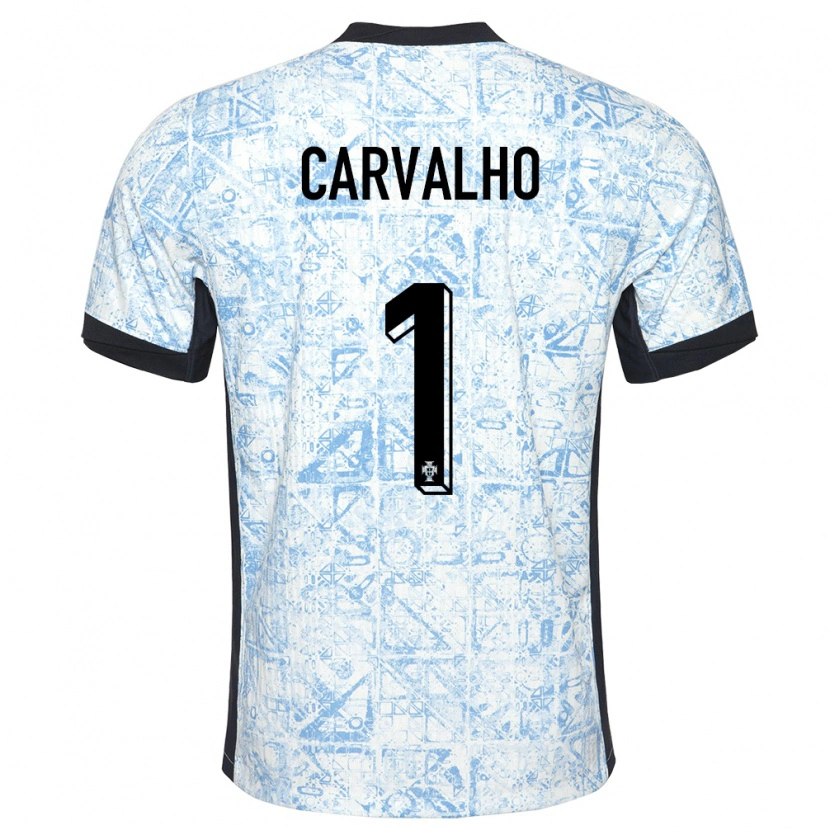 Danxen Män Portugal João Carvalho #1 Gräddblå Bortatröja Matchtröjor 24-26 Tröjor T-Tröja