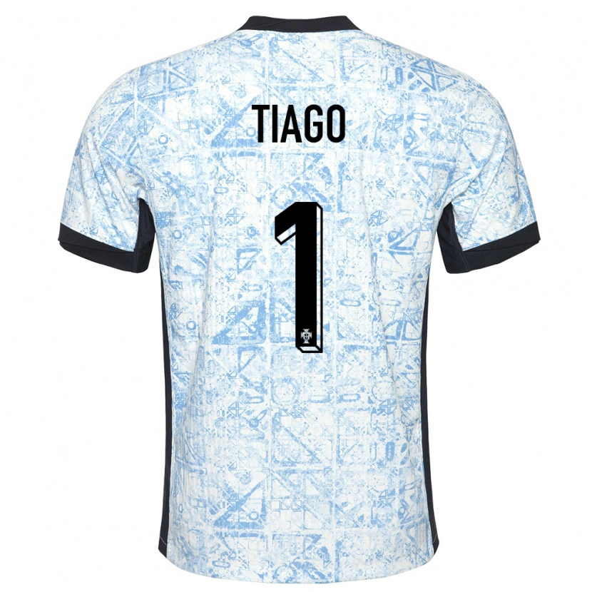 Danxen Män Portugal Tiago Ferreira #1 Gräddblå Bortatröja Matchtröjor 24-26 Tröjor T-Tröja