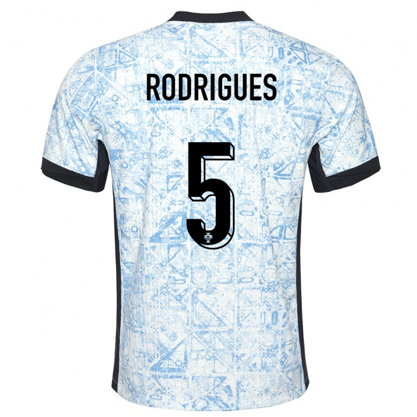 Danxen Män Portugal Rafa Rodrigues #5 Gräddblå Bortatröja Matchtröjor 24-26 Tröjor T-Tröja