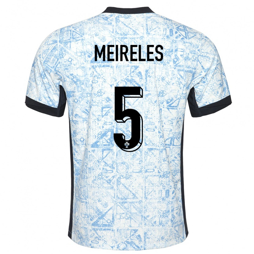 Danxen Män Portugal Afonso Meireles #5 Gräddblå Bortatröja Matchtröjor 24-26 Tröjor T-Tröja
