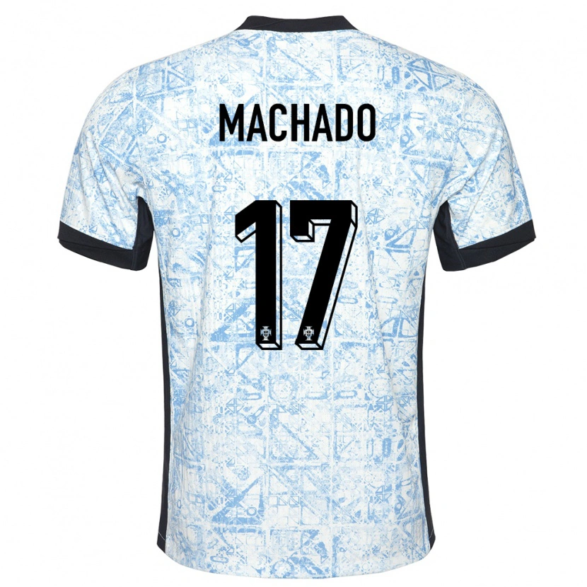 Danxen Män Portugal André Machado #17 Gräddblå Bortatröja Matchtröjor 24-26 Tröjor T-Tröja