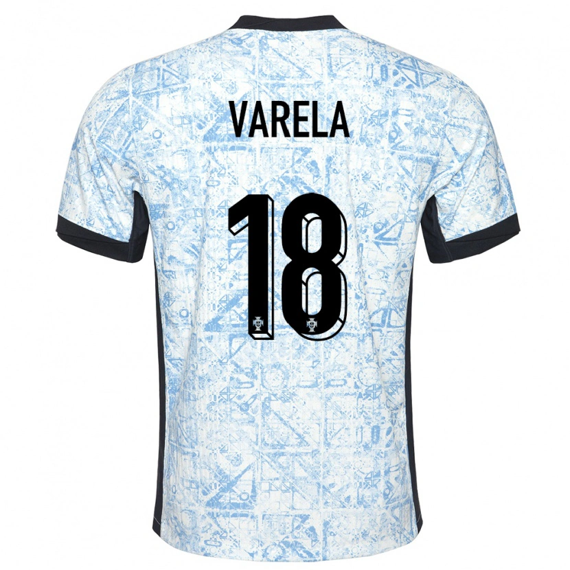 Danxen Män Portugal Keyan Varela #18 Gräddblå Bortatröja Matchtröjor 24-26 Tröjor T-Tröja