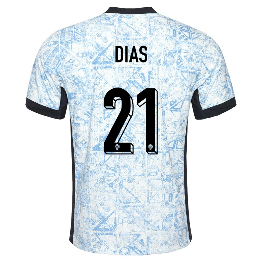 Danxen Män Portugal Rodrigo Dias #21 Gräddblå Bortatröja Matchtröjor 24-26 Tröjor T-Tröja