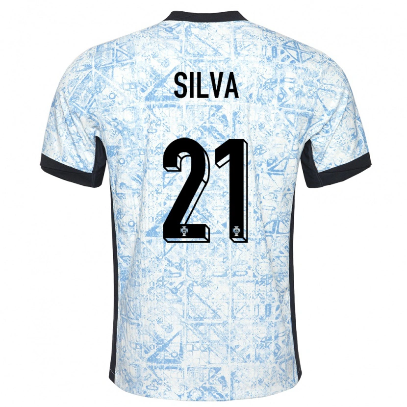 Danxen Män Portugal Gabriel Silva #21 Gräddblå Bortatröja Matchtröjor 24-26 Tröjor T-Tröja