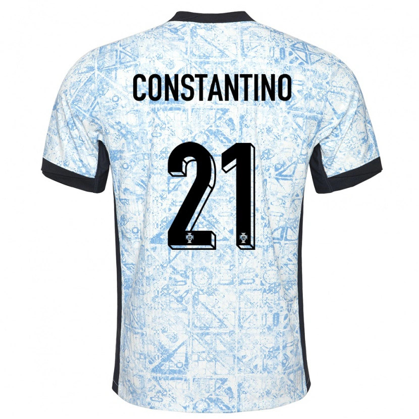 Danxen Män Portugal Simão Constantino #21 Gräddblå Bortatröja Matchtröjor 24-26 Tröjor T-Tröja