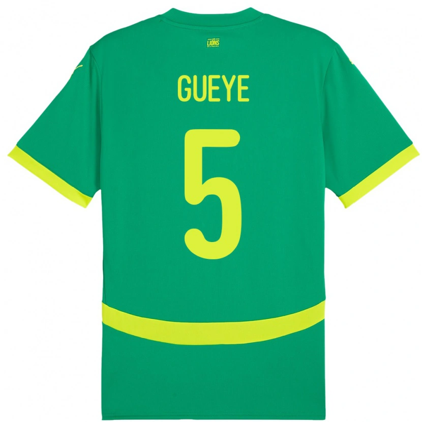 Danxen Män Senegal Idrissa Gueye #5 Grön Bortatröja Matchtröjor 24-26 Tröjor T-Tröja